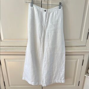 Eileen Fisher White Wide-Leg Linen Pants EUC